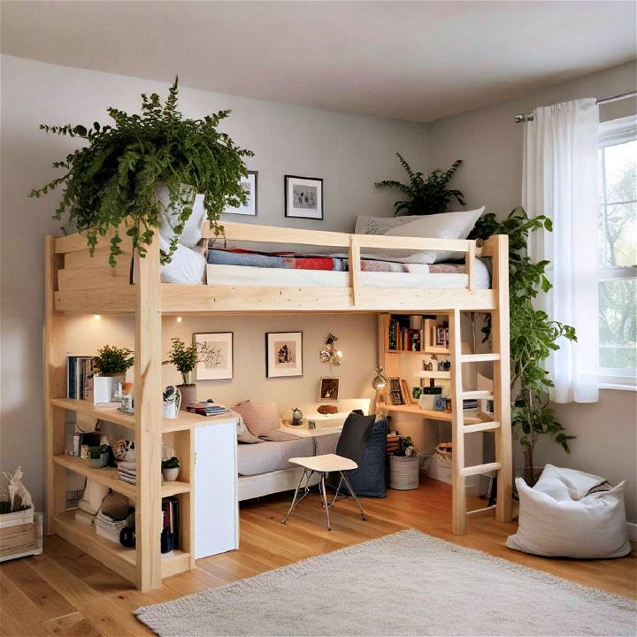 loft bed with a garden corner for the loft bed idea