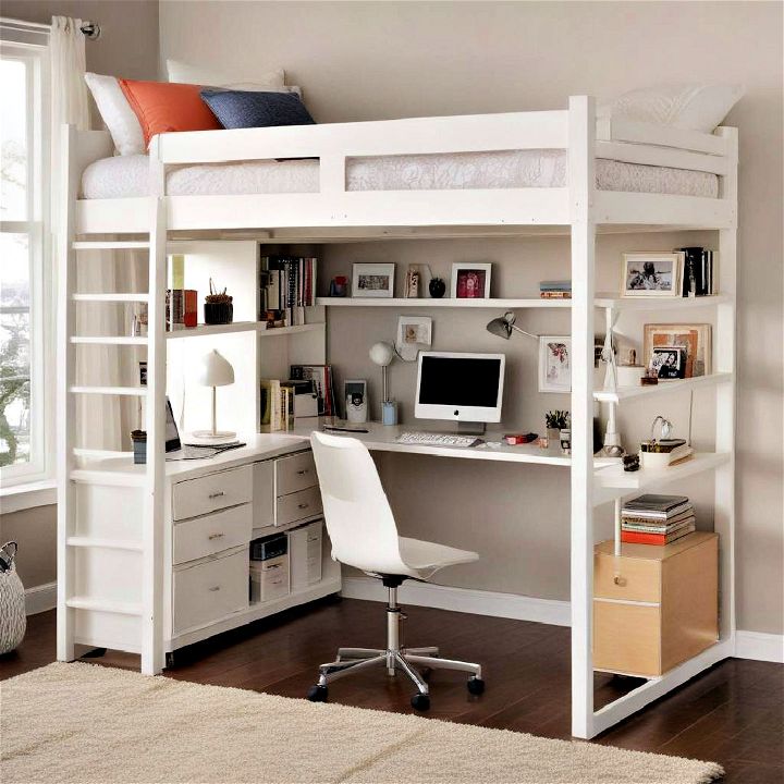 loft bed with with a built in desk