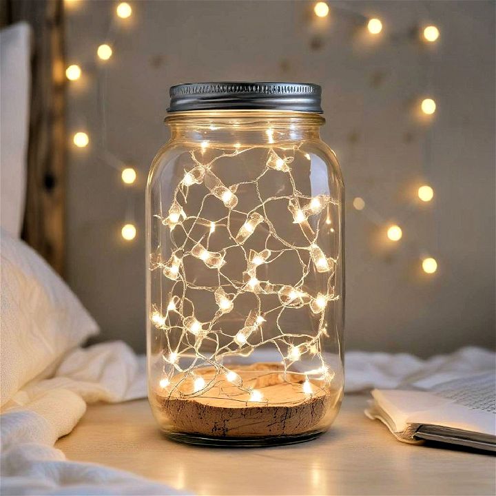 low cost fairy lights in a jar