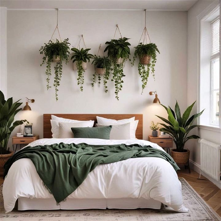 low maintenance greenery scandinavian bedroom