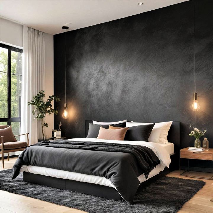 luxurious Black Suede Panels for bedroom