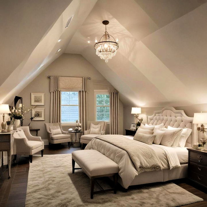 luxurious and elegant attic bedroom