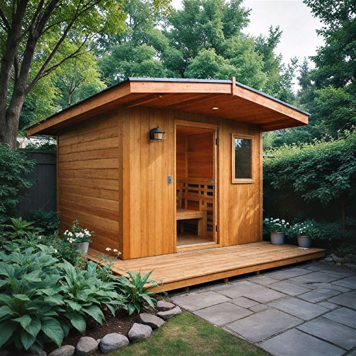 luxurious backyard sauna shed