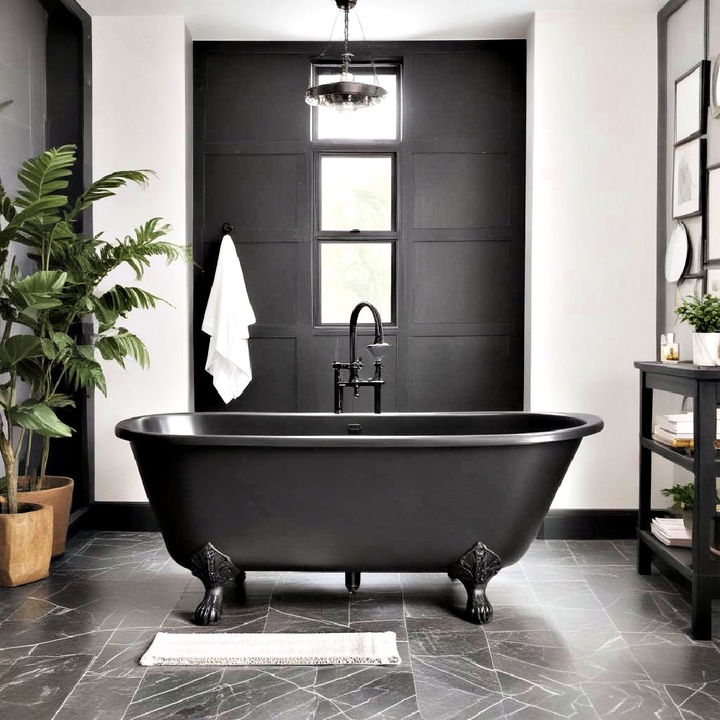 luxurious black bathtub