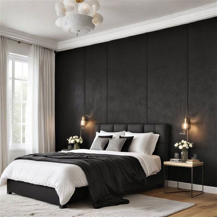 luxurious black fabric covered wall