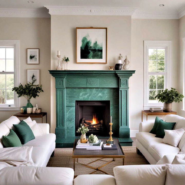 luxurious emerald green fireplace