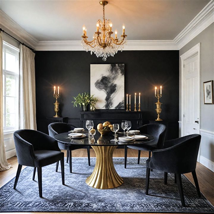 luxurious velvet black dining room