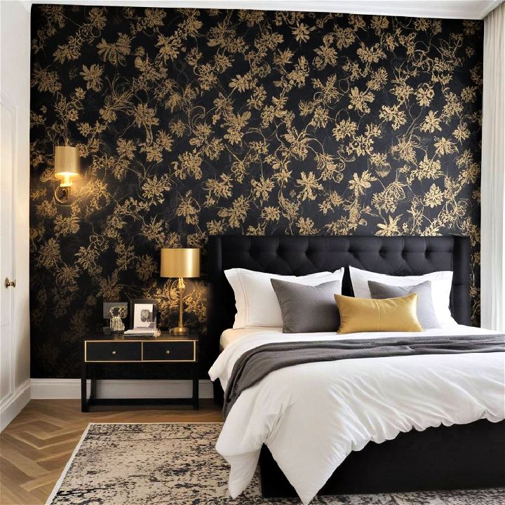 luxury black wallpaper with gold accents