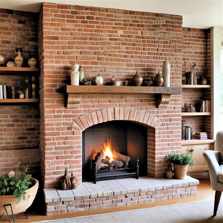 luxury carved brick fireplace