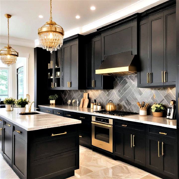 luxury glamorous gold accents kitchen