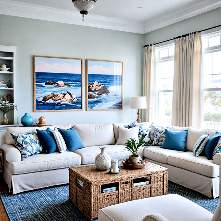 luxury living room with coastal décor