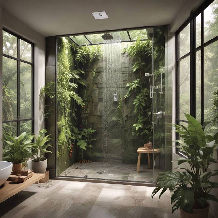luxury rainforest shower with window