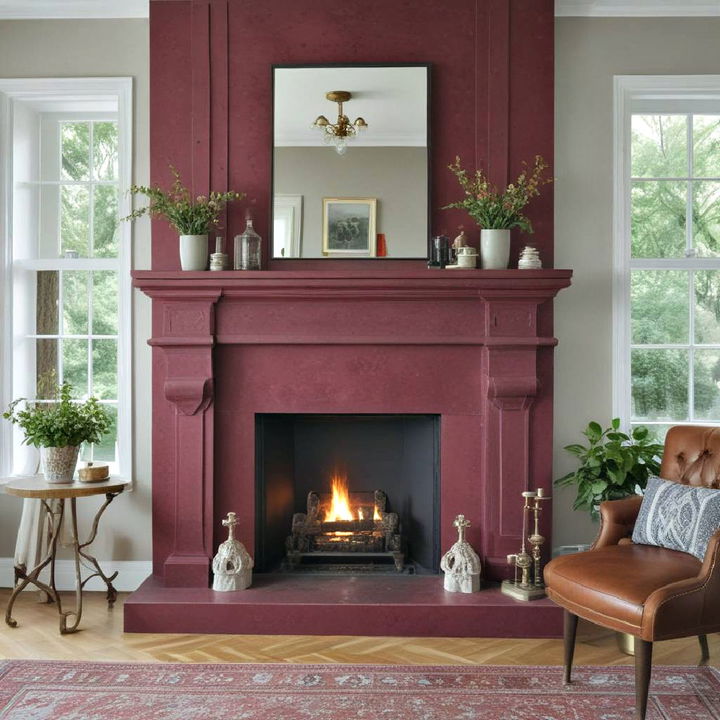 luxury rich burgundy fireplace