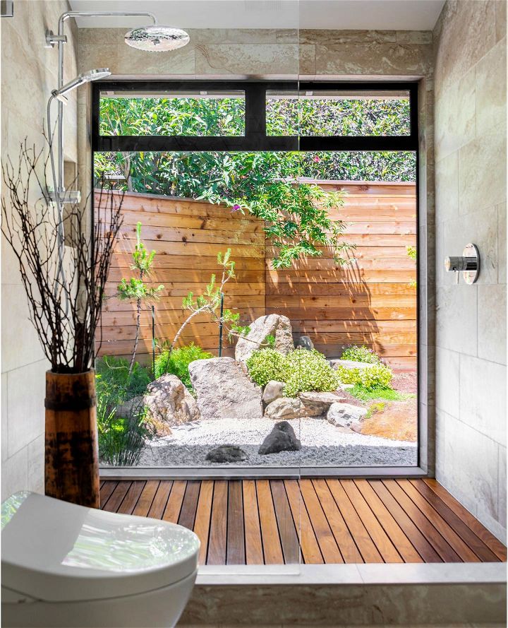 luxury shower with a zen garden