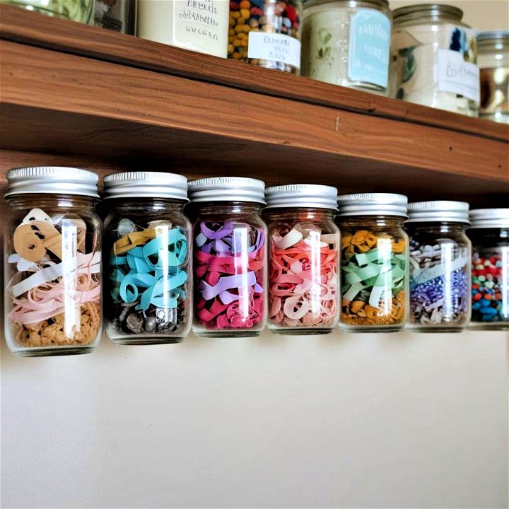 magnetic spice jars for organizing ribbons