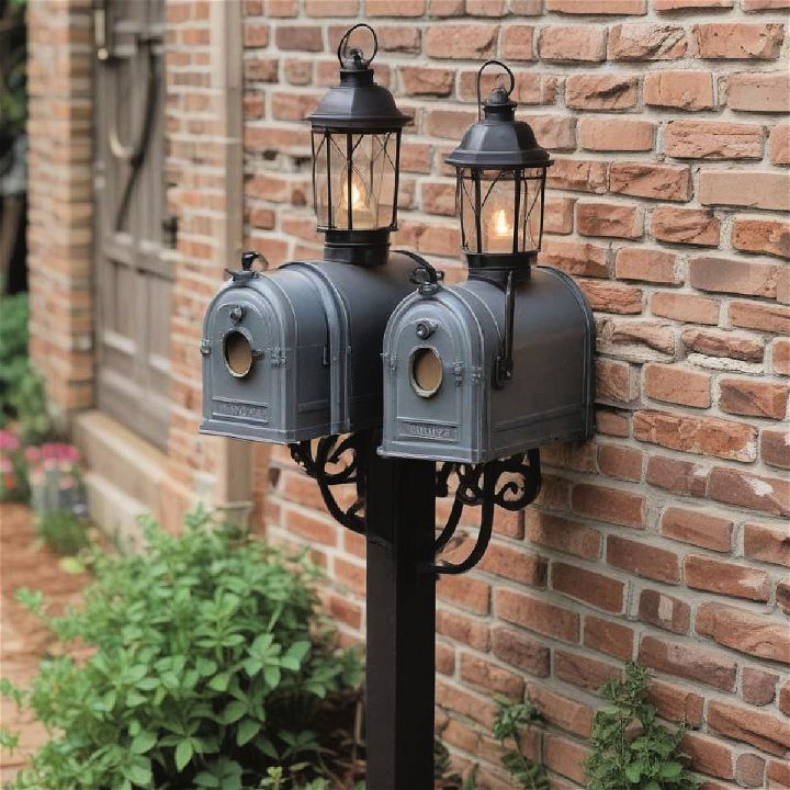 mailbox with vintage lanterns
