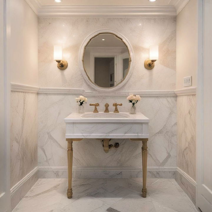 marble tile wainscoting for bathroom