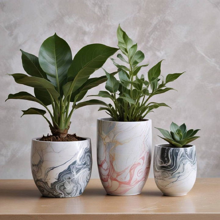 marbled effect pots