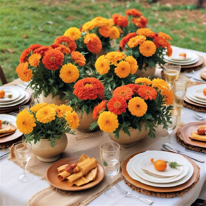 marigold arrangements for thanksgiving table decor