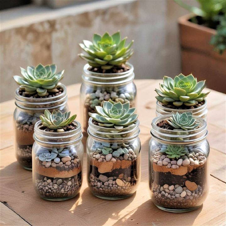 mason jars for outdoor succulent container
