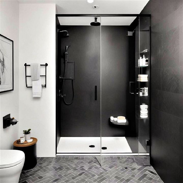 matte black shower doors to maintain a clean look