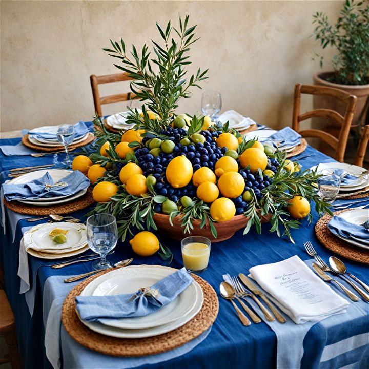 mediterranean feast themed tablescape