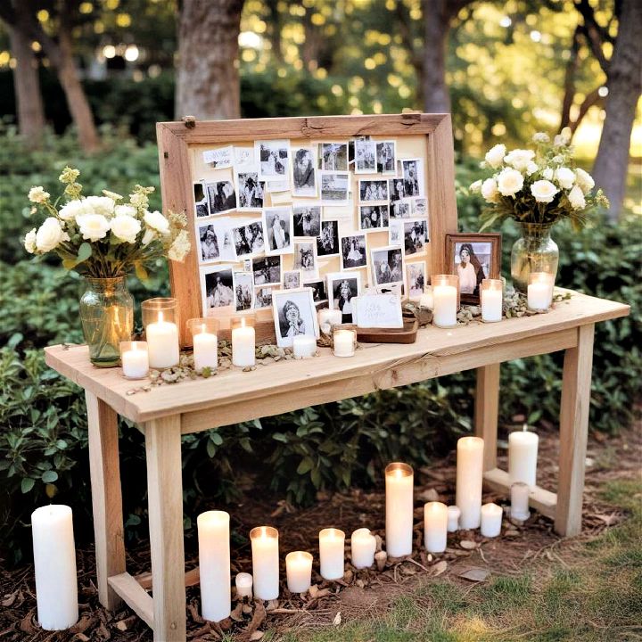 memory table for backyard wedding