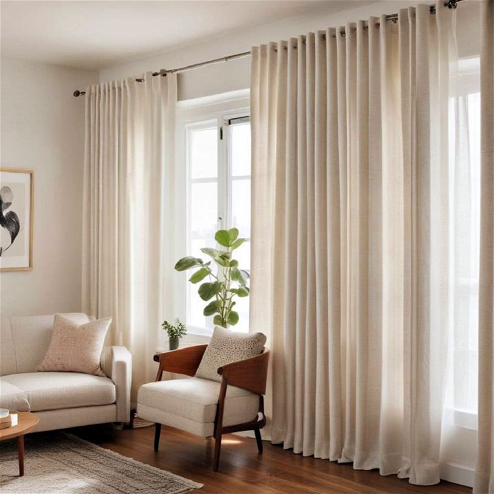 mid century living room minimalist curtains