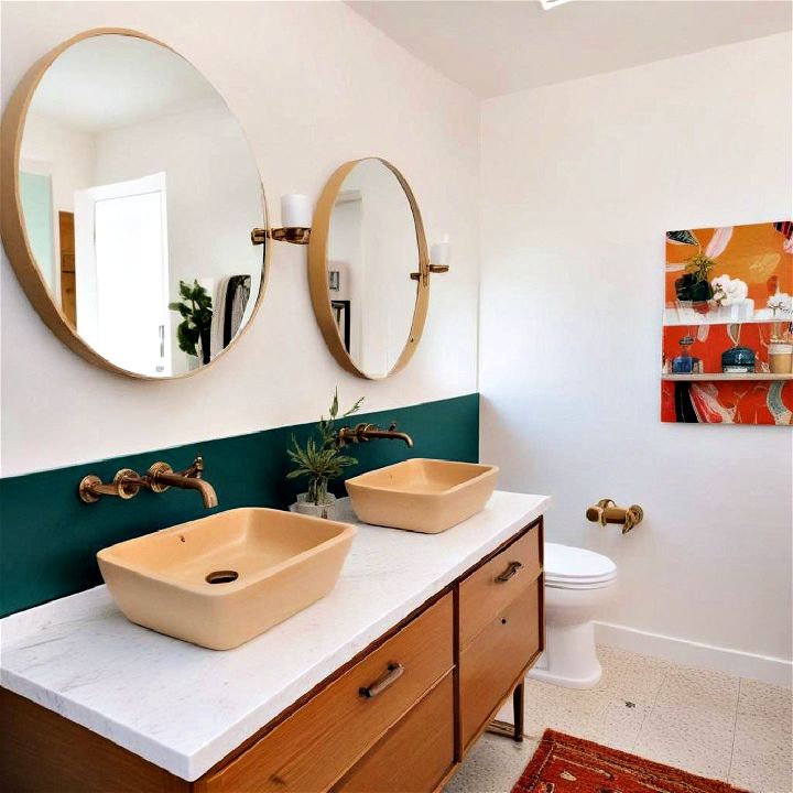 mid century modern bathroom colored sink
