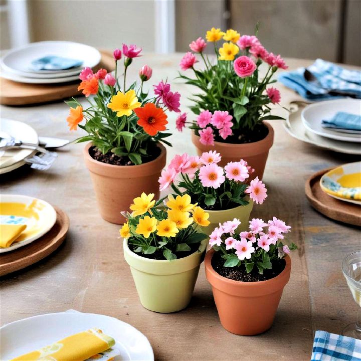 mini flower pots spring centerpiece