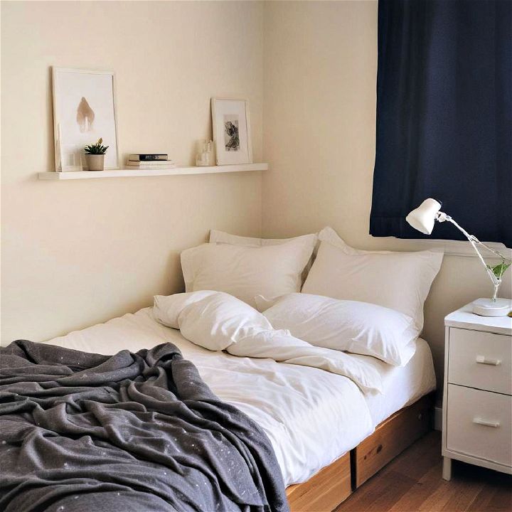 minimalist dorm room simple bedding