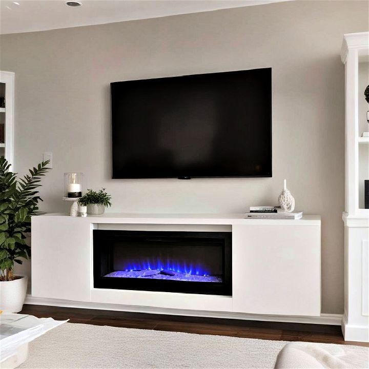 minimalist floating electric fireplace
