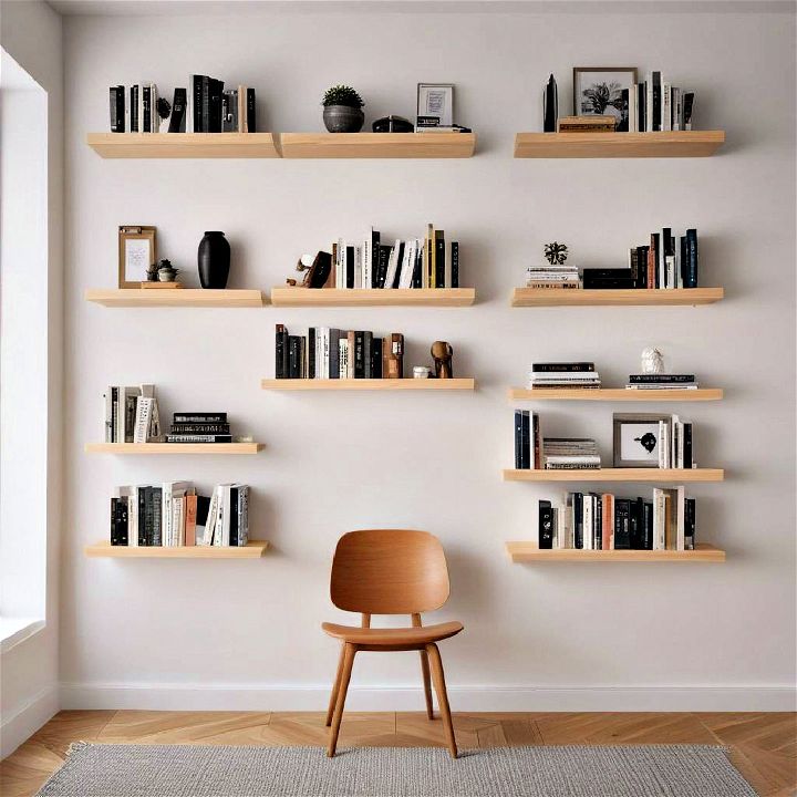 minimalist shelving for study room