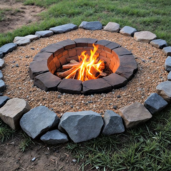 minimalistic in ground stone fire pit
