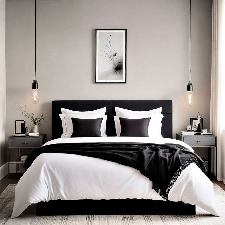 minimalistic monochrome bedroom