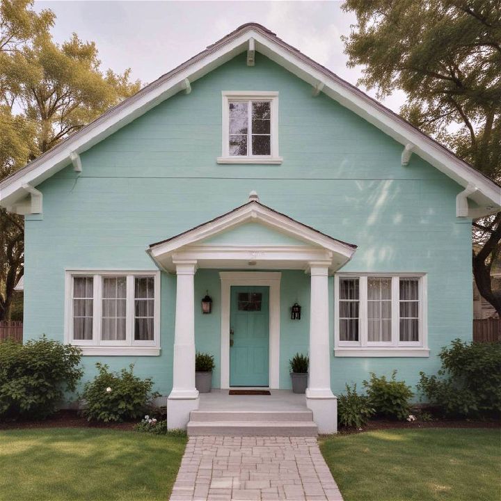 mint green exterior house paint
