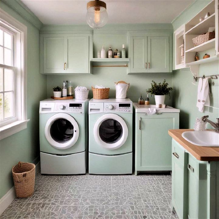 mint green for a fresh laundry room look
