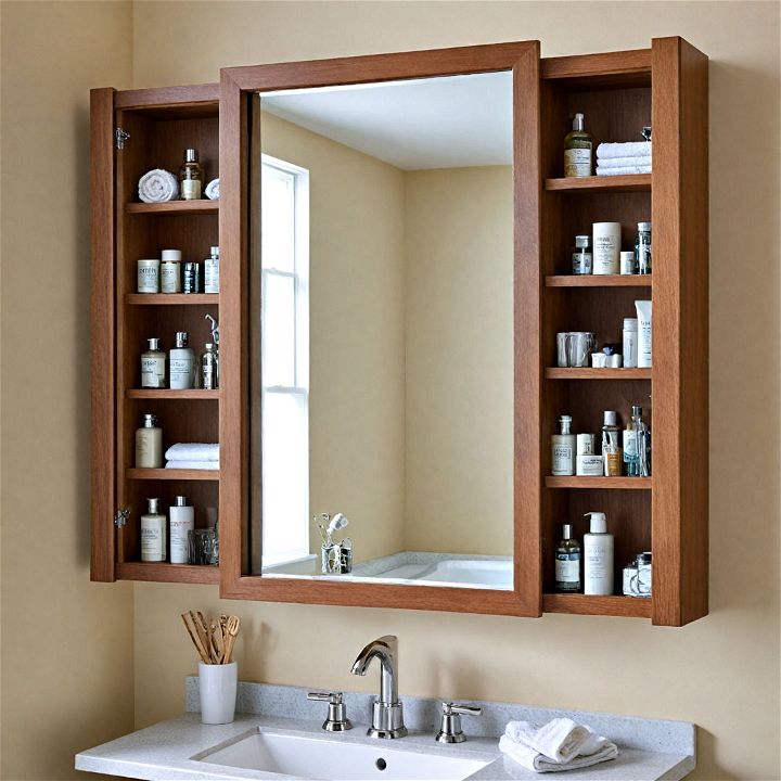 mirrored cabinets for bathroom organizing