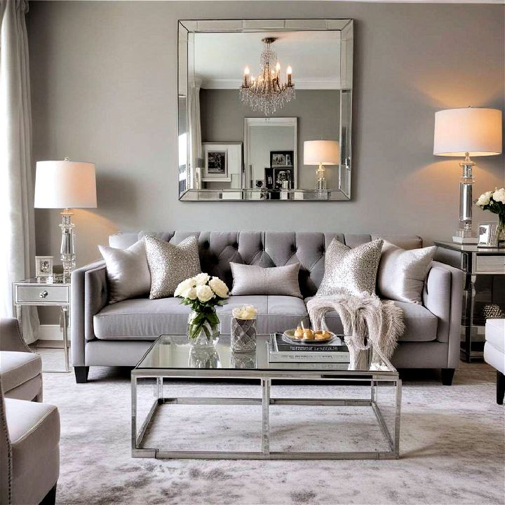 mirrored furniture to add glamour