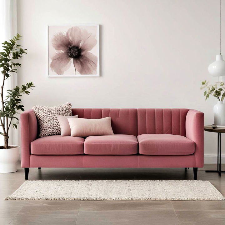 modern and cozy dusty rose sofa