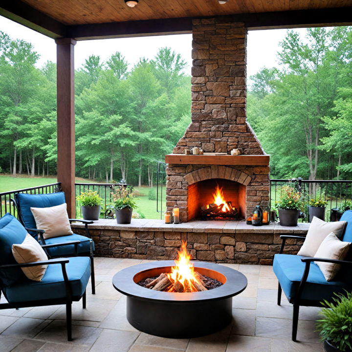 modern and cozy outdoor fireplace