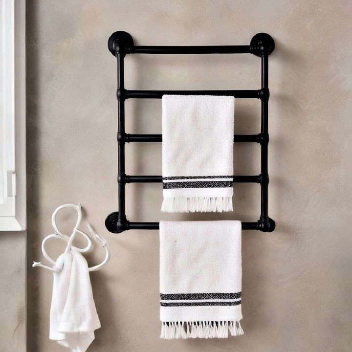 modern and inviting black towel rack