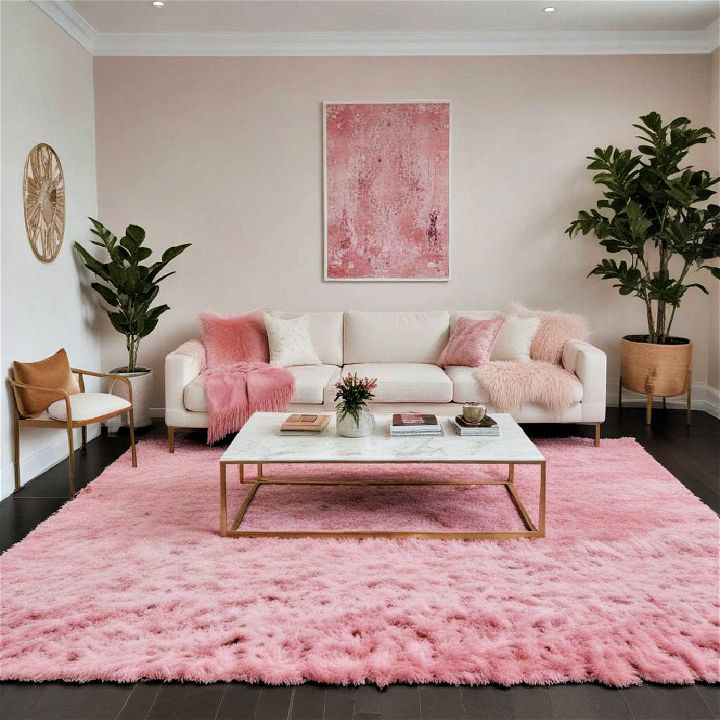 modern and minimalist pink statement rug