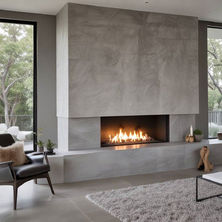 modern and sleek grey fireplace