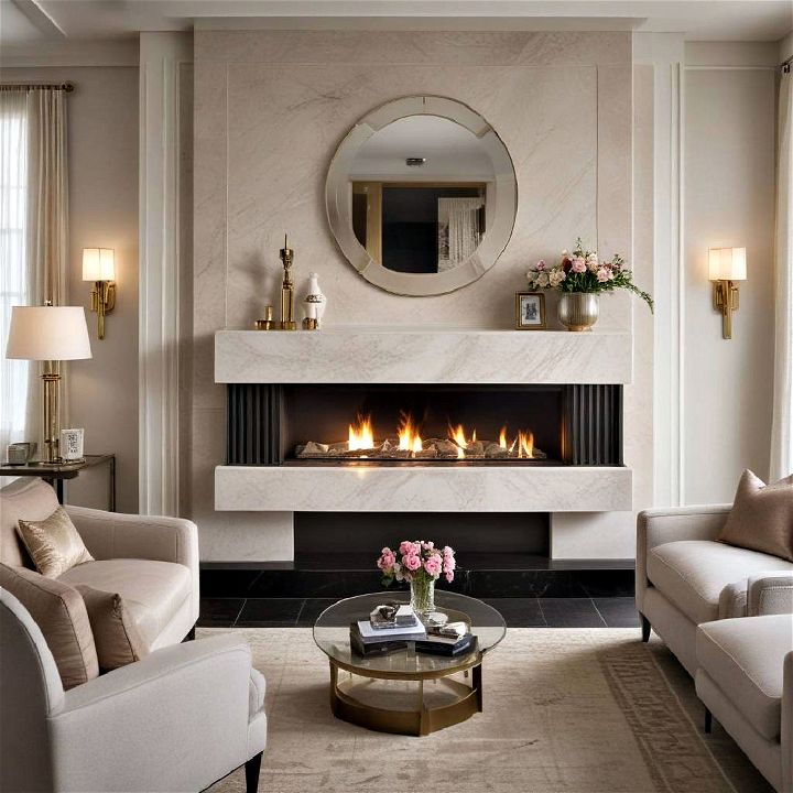 modern art deco linear fireplace