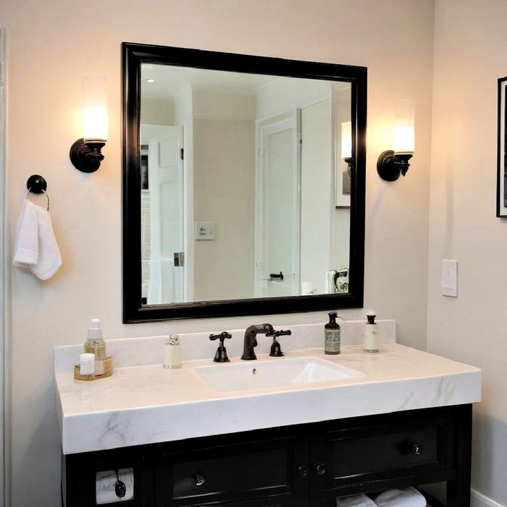 modern black framed mirror