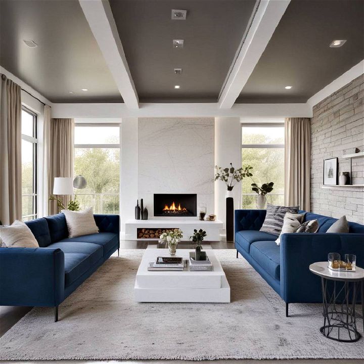 modern blue living room