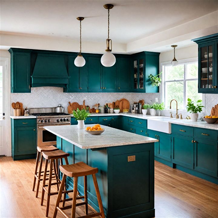 modern bold color kitchen cabinet