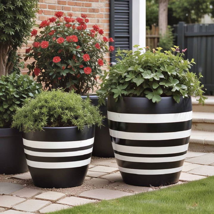 modern bold stripes pots