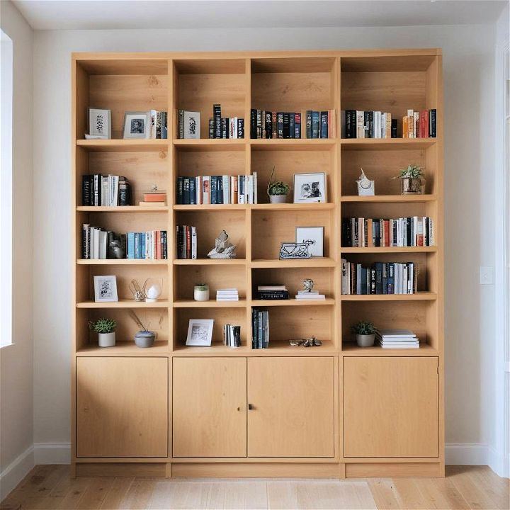 modern bookshelf with cabinets